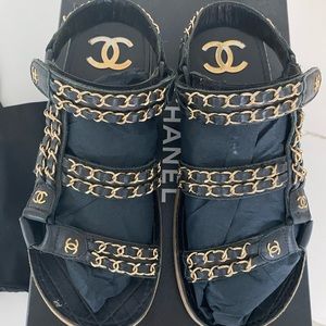 Chanel Calfskin Chain Sandals